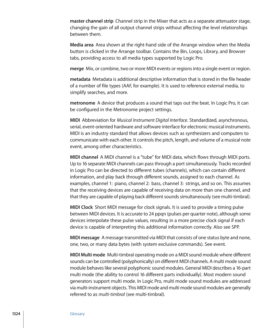Apple Logic Pro 9 User Manual | Page 1324 / 1340