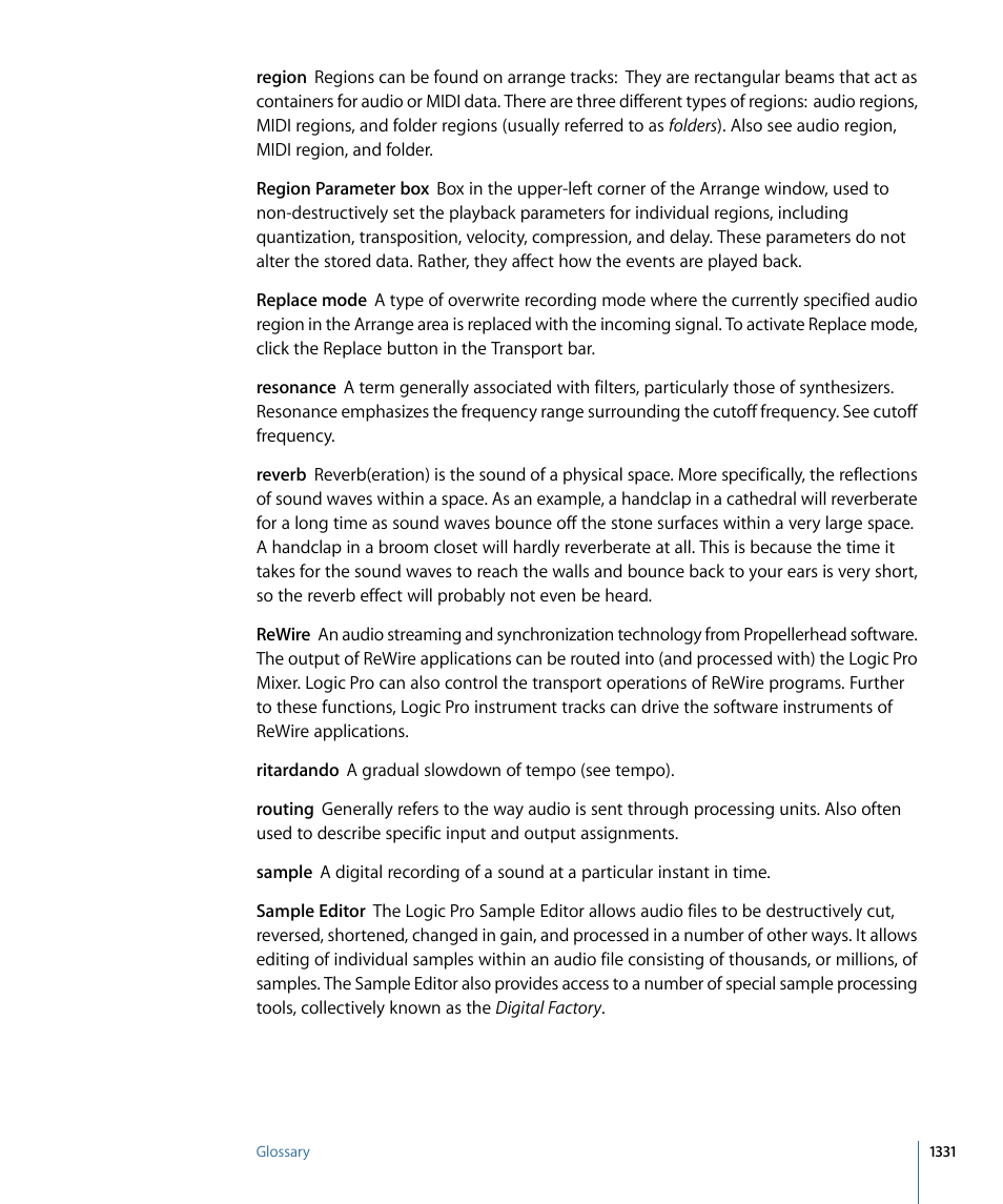 Apple Logic Pro 9 User Manual | Page 1331 / 1340
