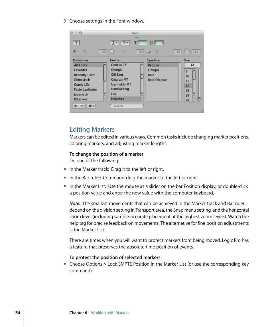 Editing markers | Apple Logic Pro 9 User Manual | Page 154 / 1340