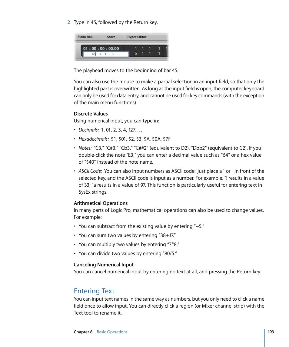 Entering text | Apple Logic Pro 9 User Manual | Page 193 / 1340