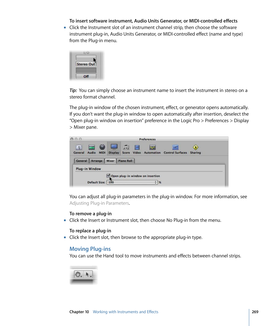 Moving plug-ins | Apple Logic Pro 9 User Manual | Page 269 / 1340