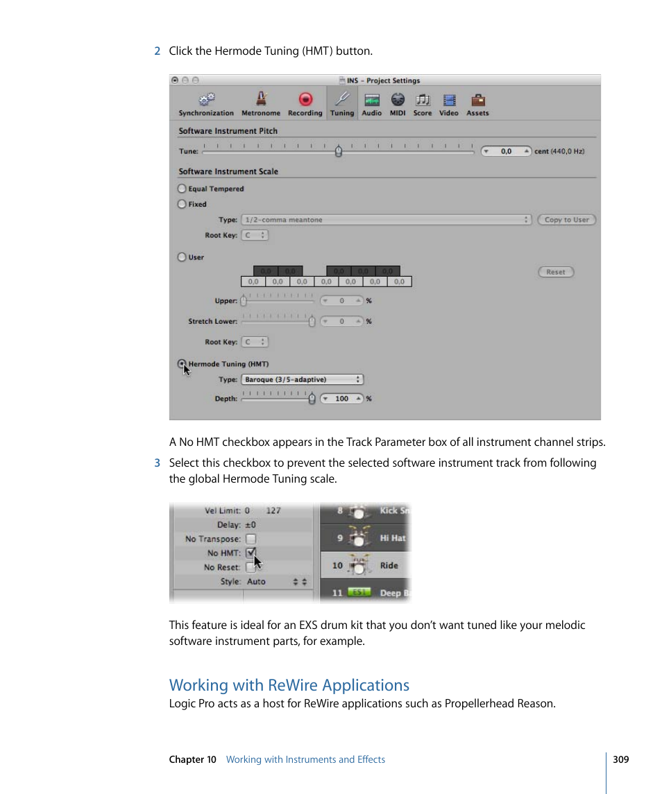 Working with rewire applications | Apple Logic Pro 9 User Manual | Page 309 / 1340