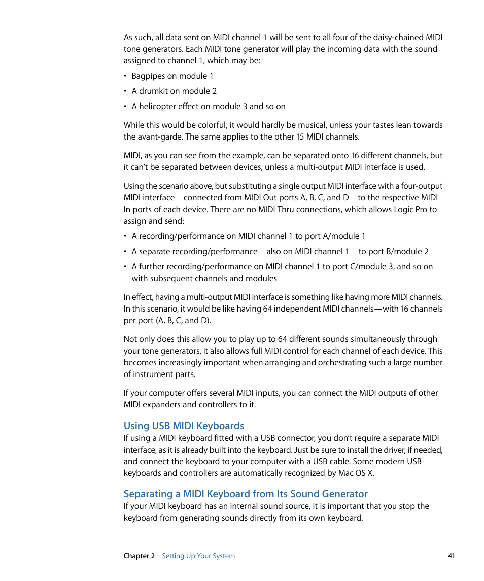Using usb midi keyboards | Apple Logic Pro 9 User Manual | Page 41 / 1340