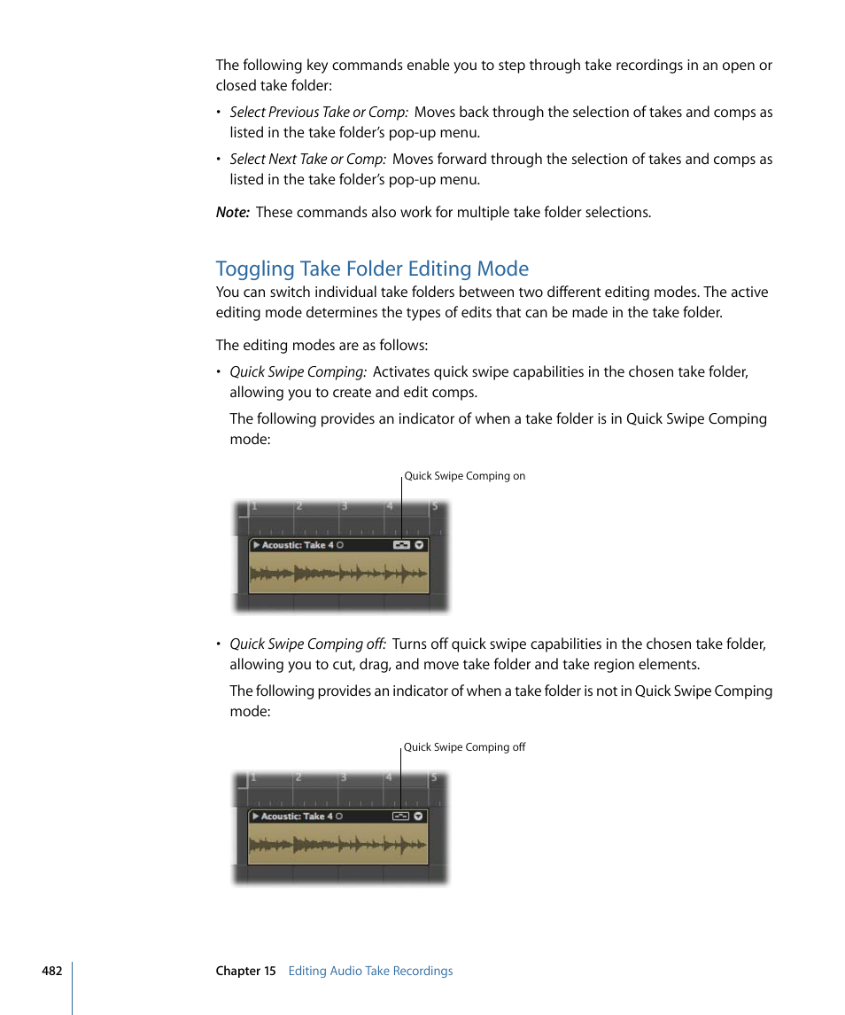 Toggling take folder editing mode | Apple Logic Pro 9 User Manual | Page 482 / 1340
