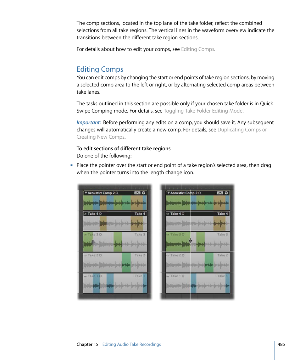Editing comps | Apple Logic Pro 9 User Manual | Page 485 / 1340
