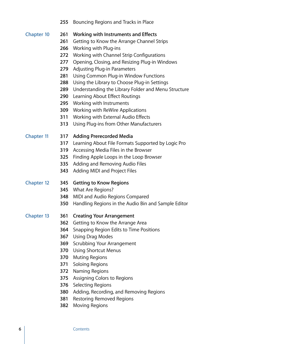 Apple Logic Pro 9 User Manual | Page 6 / 1340