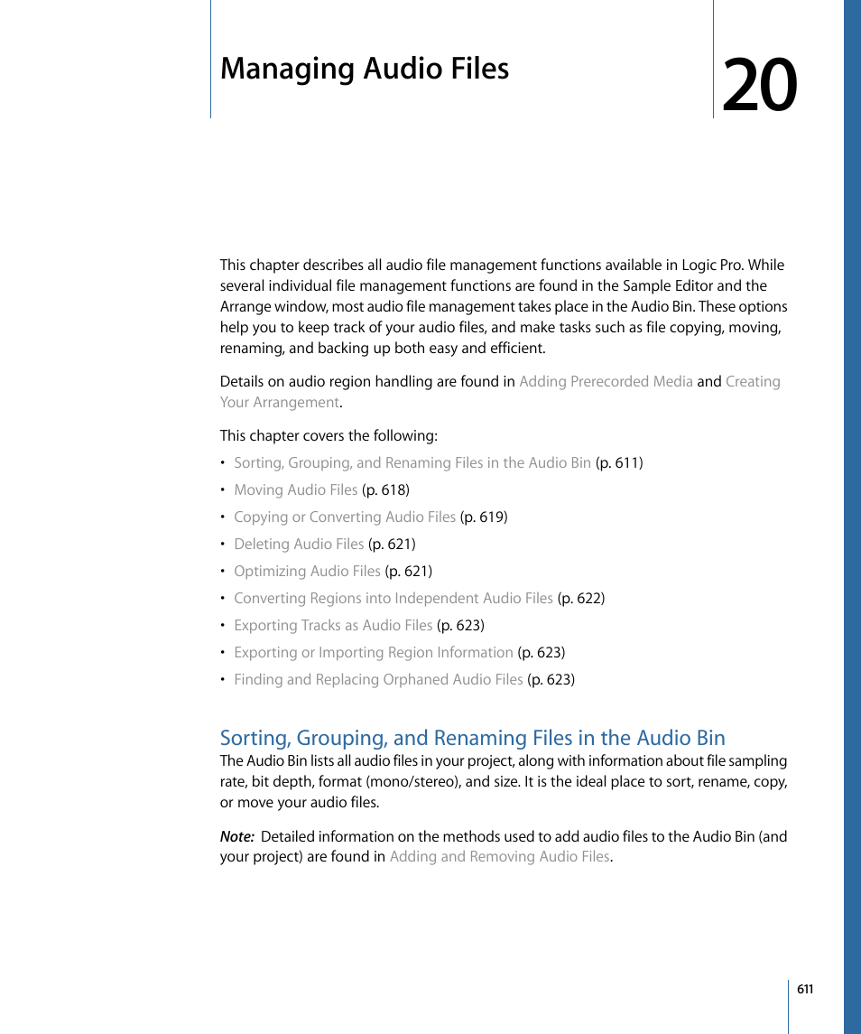 Managing audio files | Apple Logic Pro 9 User Manual | Page 611 / 1340
