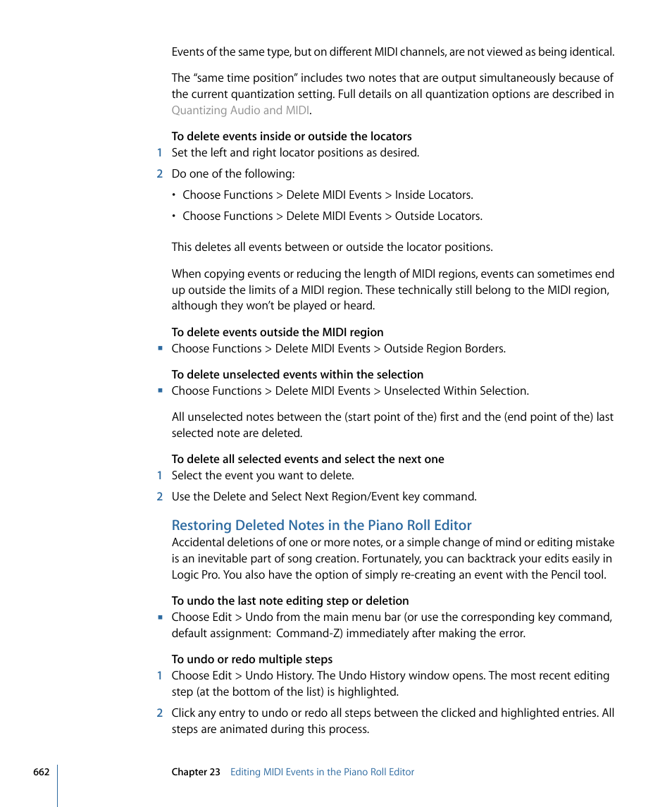 Restoring deleted notes in the piano roll editor | Apple Logic Pro 9 User Manual | Page 662 / 1340