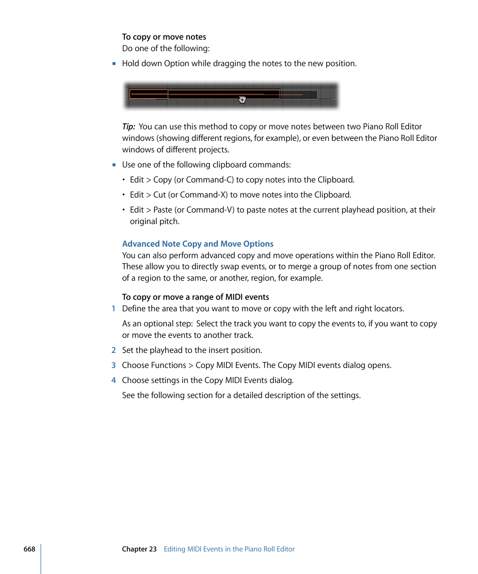 Advanced note copy and move options | Apple Logic Pro 9 User Manual | Page 668 / 1340