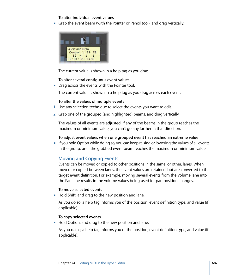 Moving and copying events | Apple Logic Pro 9 User Manual | Page 687 / 1340