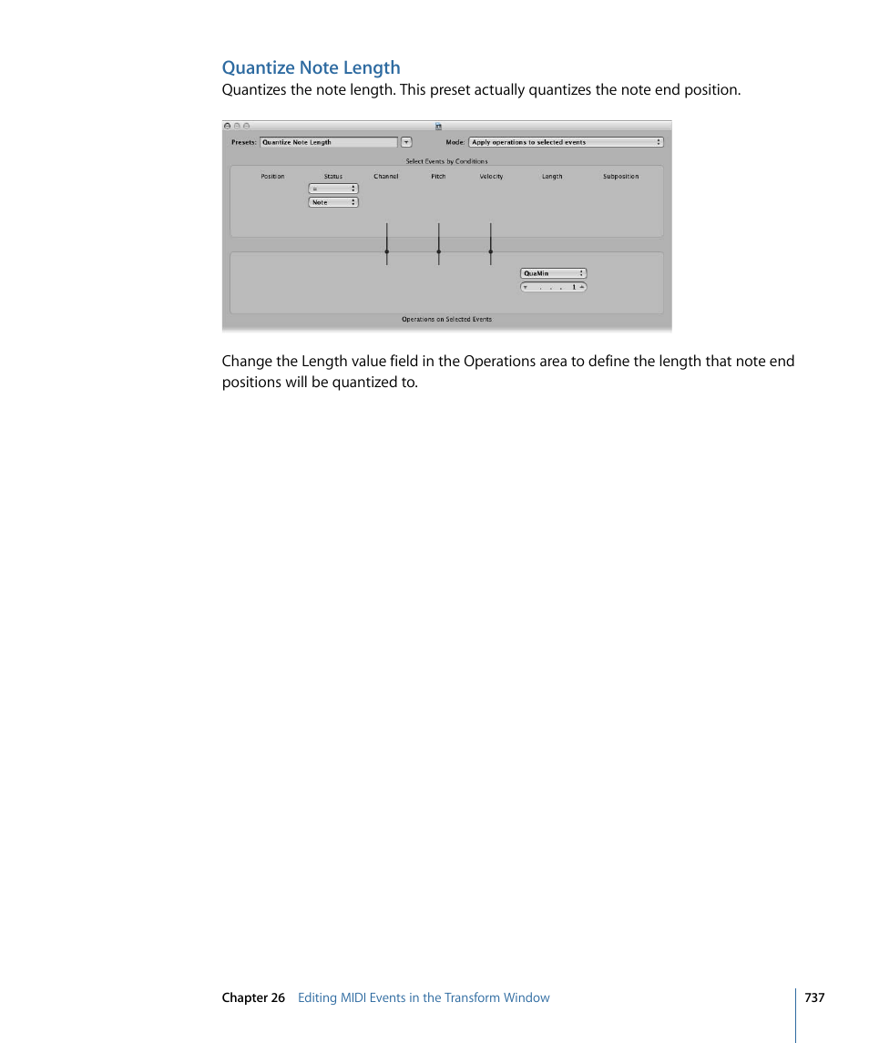 Quantize note length | Apple Logic Pro 9 User Manual | Page 737 / 1340