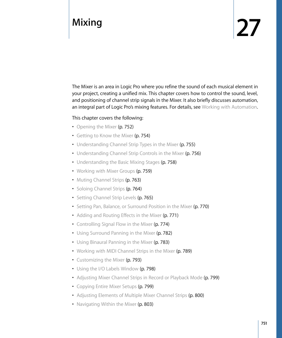 Mixing | Apple Logic Pro 9 User Manual | Page 751 / 1340