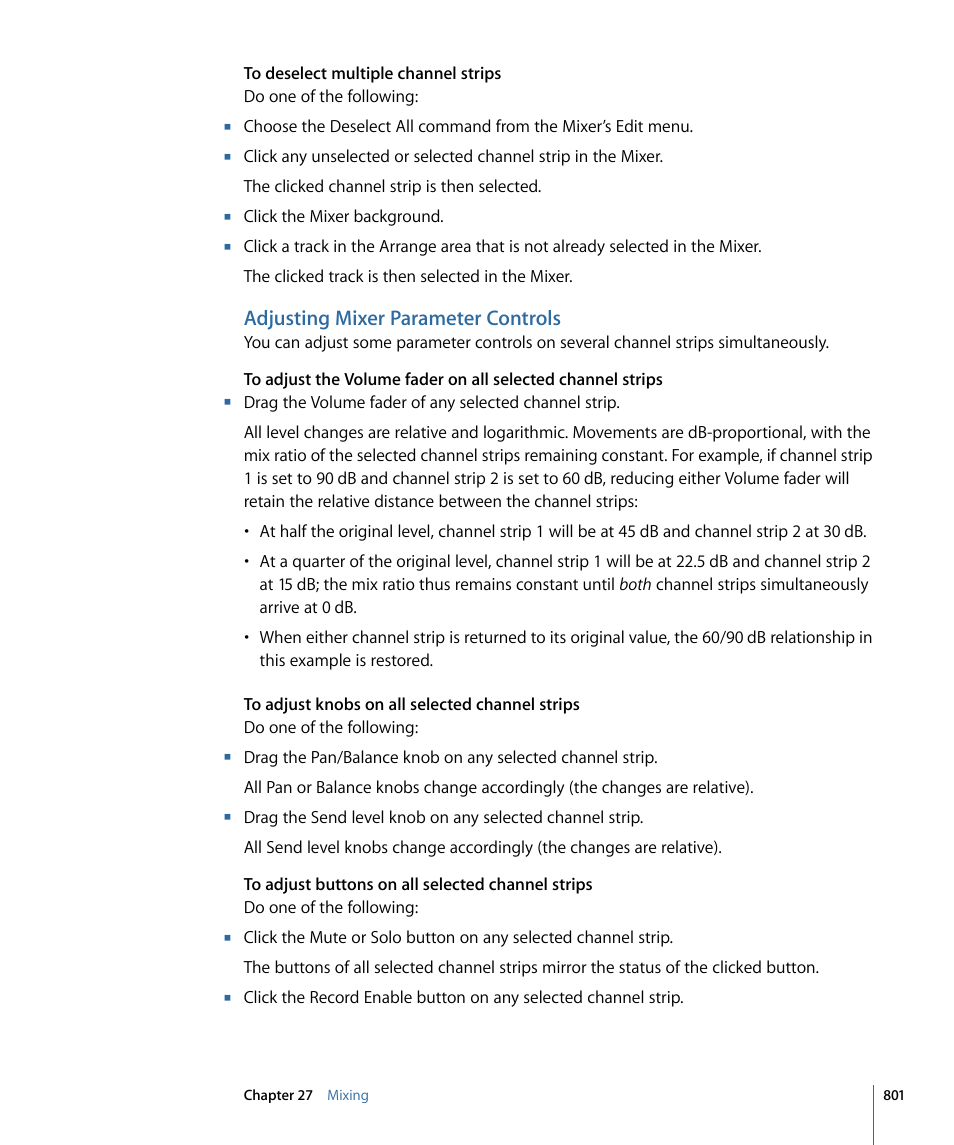 Adjusting mixer parameter controls | Apple Logic Pro 9 User Manual | Page 801 / 1340