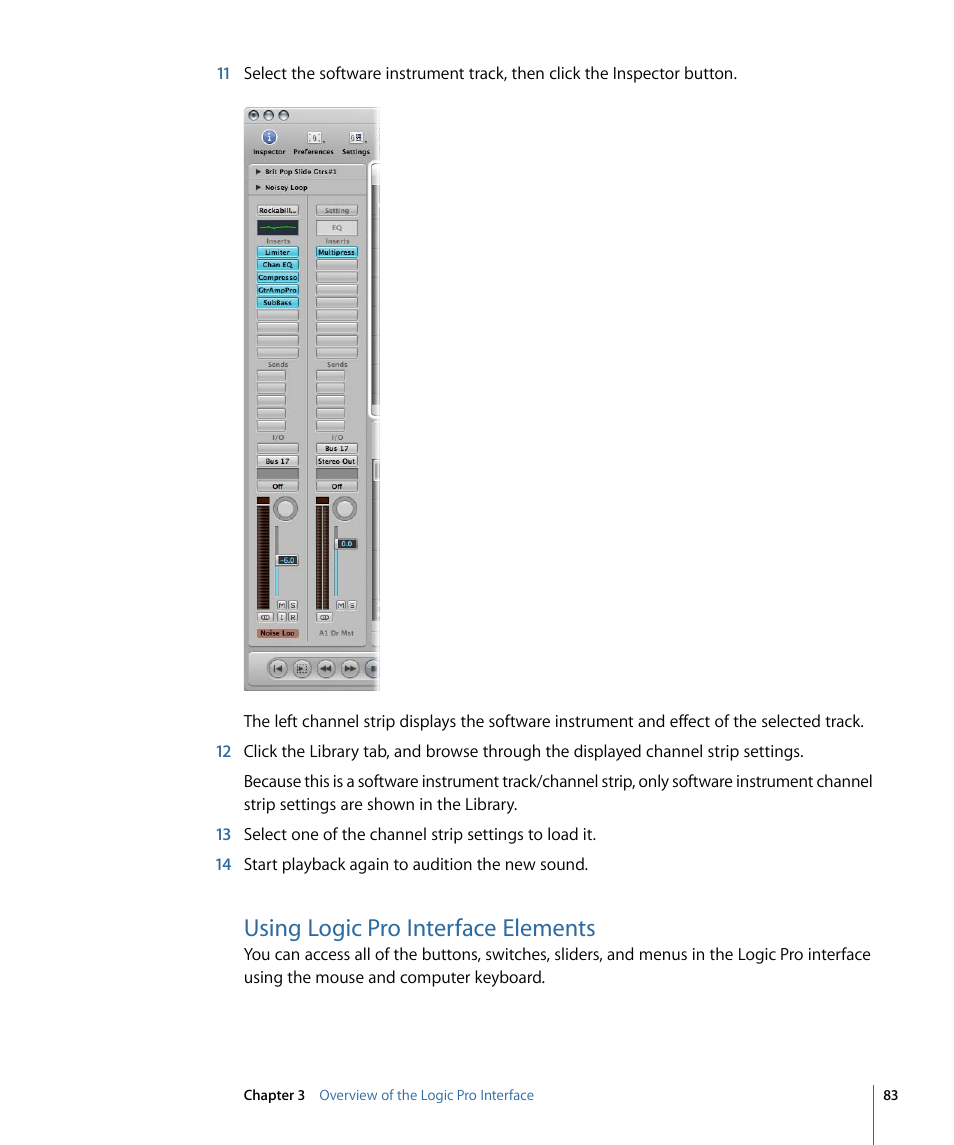 Using logic pro interface elements | Apple Logic Pro 9 User Manual | Page 83 / 1340