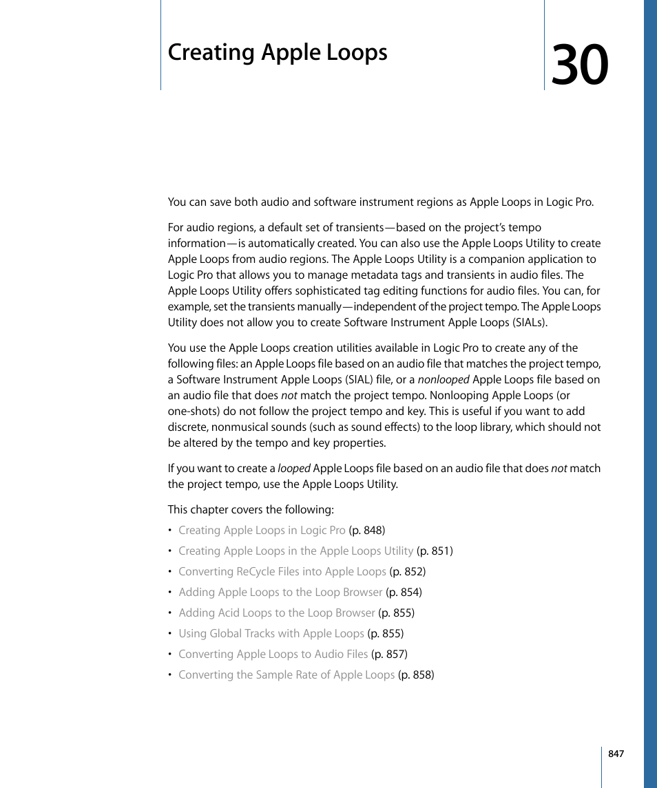 Creating apple loops | Apple Logic Pro 9 User Manual | Page 847 / 1340