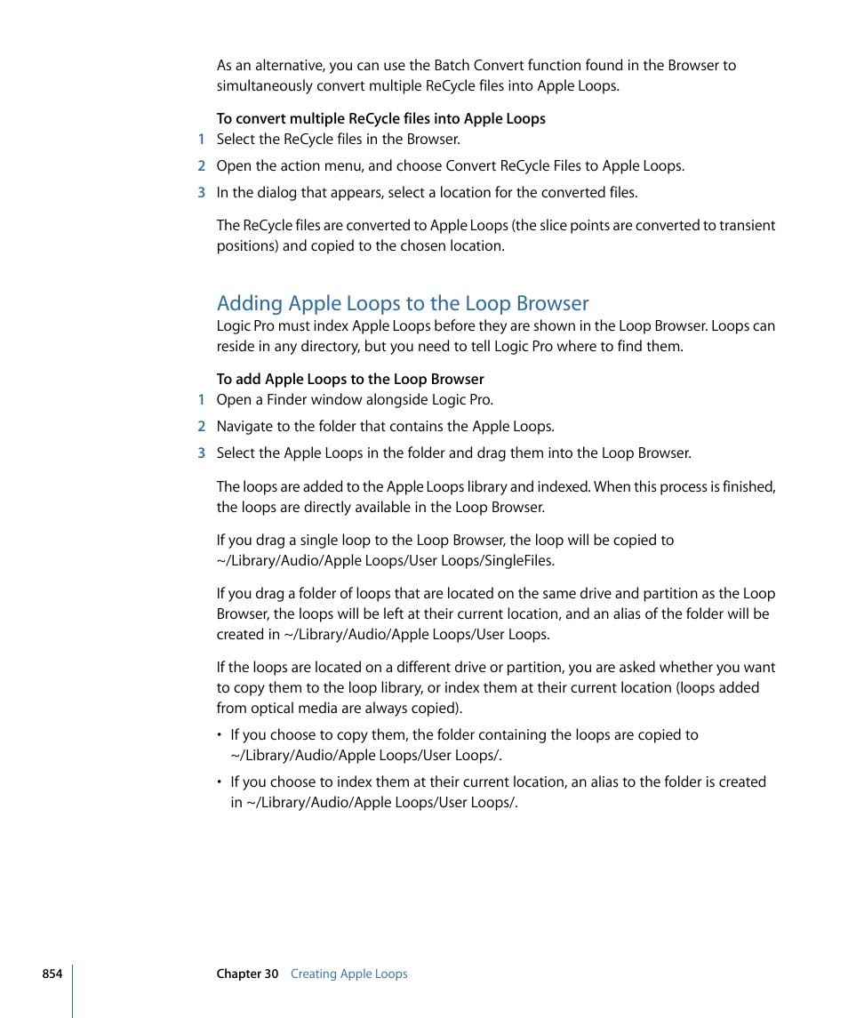 Adding apple loops to the loop browser | Apple Logic Pro 9 User Manual | Page 854 / 1340