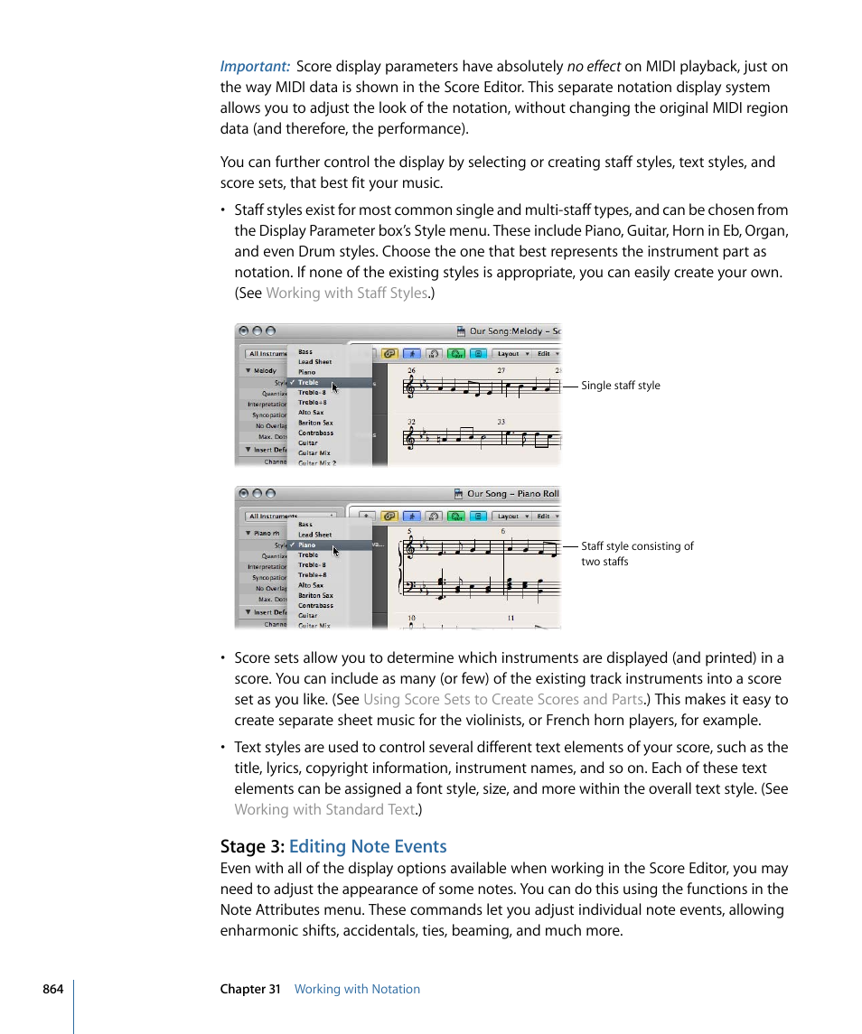 Stage 3: editing note events | Apple Logic Pro 9 User Manual | Page 864 / 1340