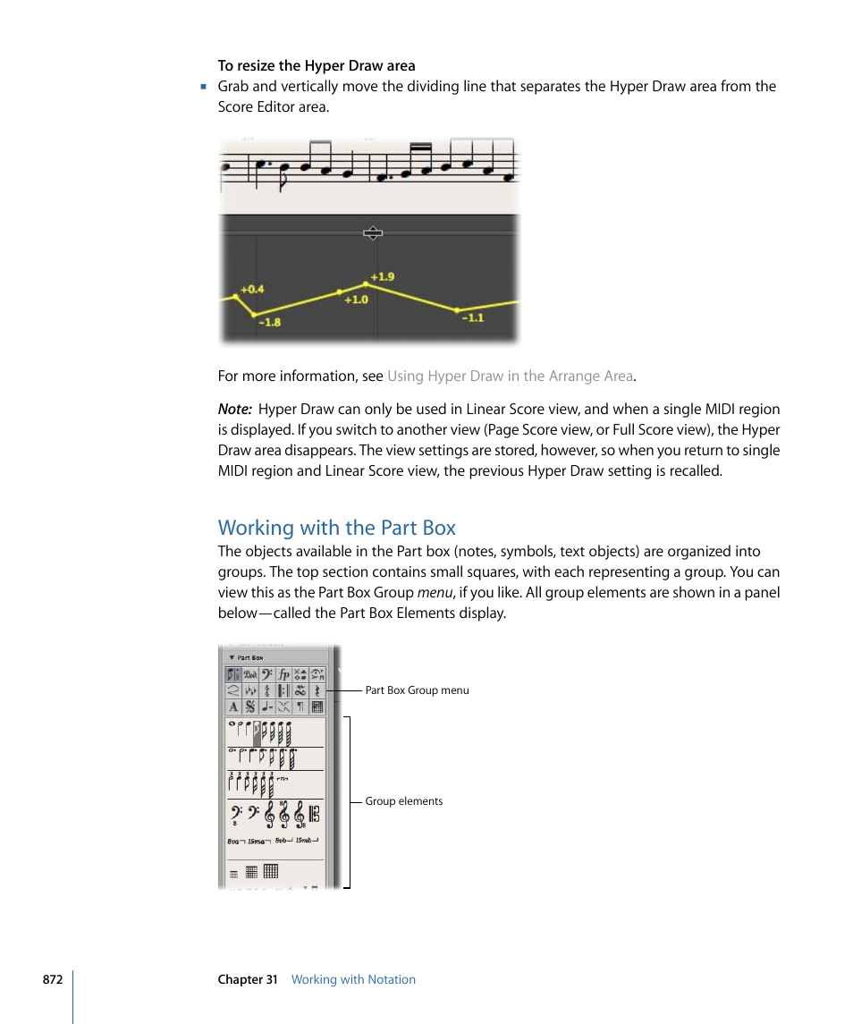 Working with the part box | Apple Logic Pro 9 User Manual | Page 872 / 1340