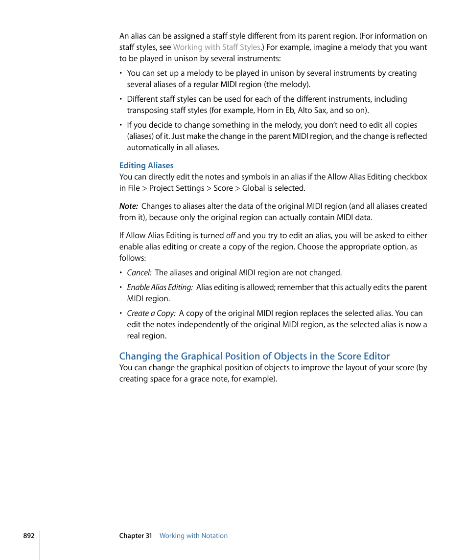 Editing aliases | Apple Logic Pro 9 User Manual | Page 892 / 1340