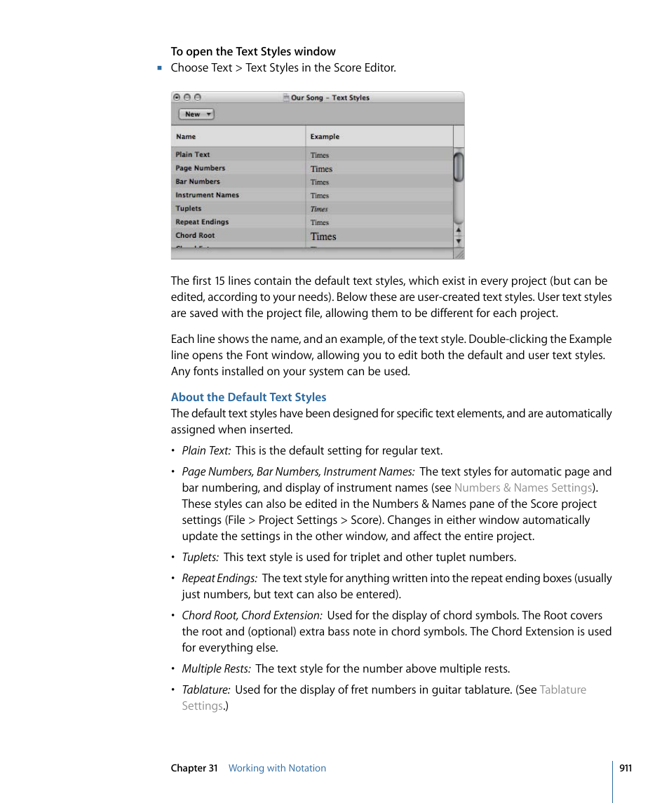 About the default text styles | Apple Logic Pro 9 User Manual | Page 911 / 1340