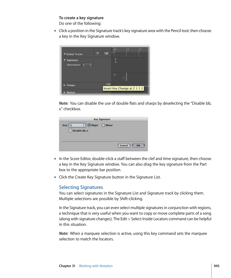 Selecting signatures | Apple Logic Pro 9 User Manual | Page 945 / 1340