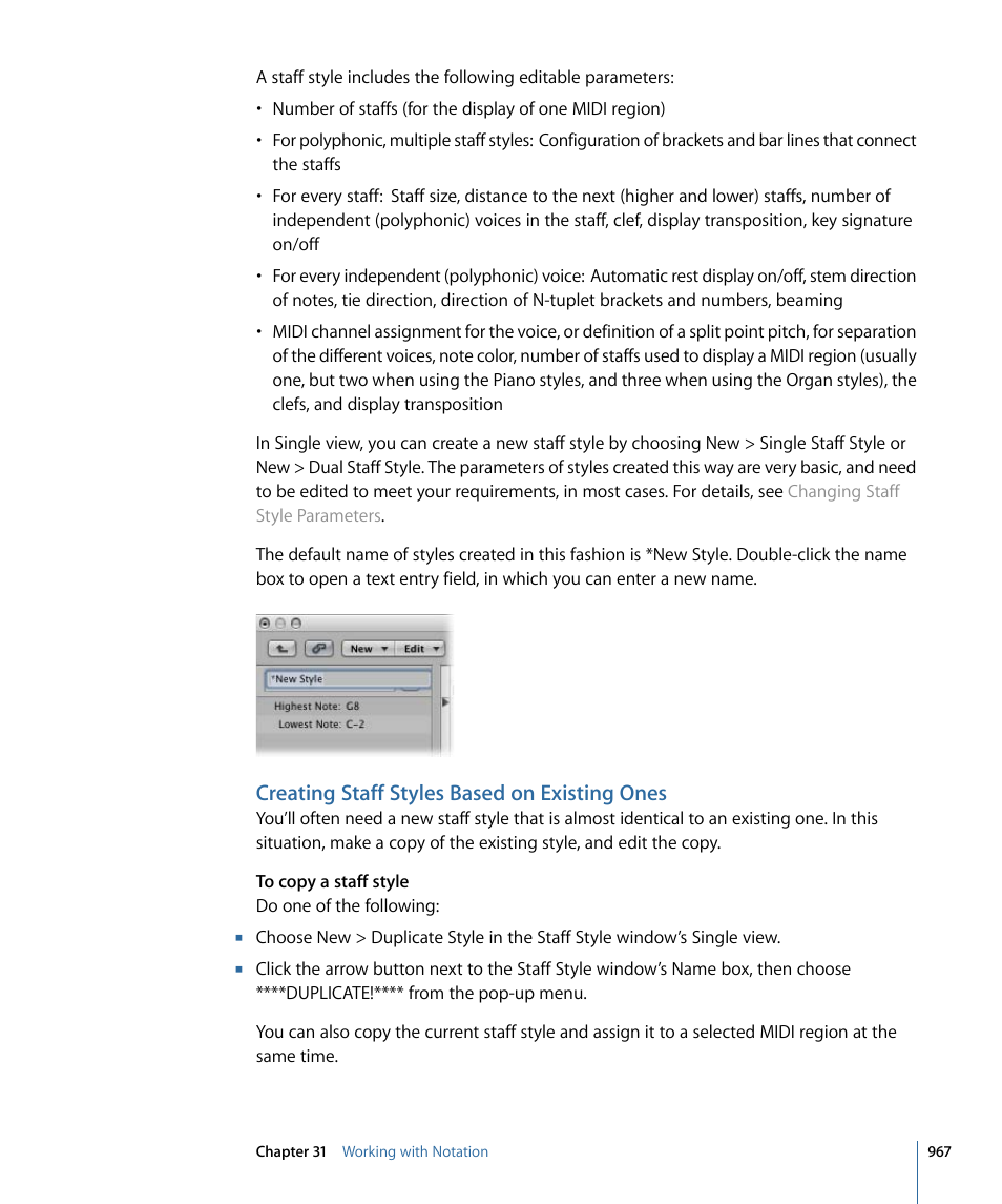 Creating staff styles based on existing ones | Apple Logic Pro 9 User Manual | Page 967 / 1340