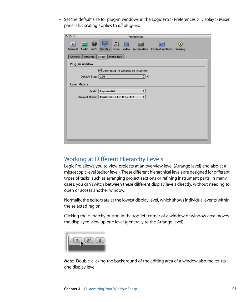 Working at different hierarchy levels | Apple Logic Pro 9 User Manual | Page 97 / 1340