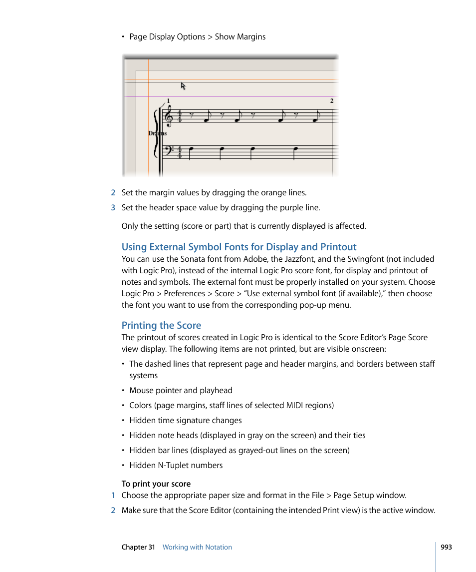 Printing the score | Apple Logic Pro 9 User Manual | Page 993 / 1340