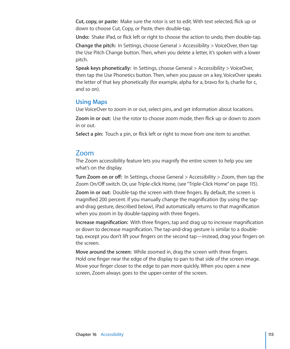 Zoom, 113 zoom | Apple iPad iOS 3.2 User Manual | Page 113 / 154