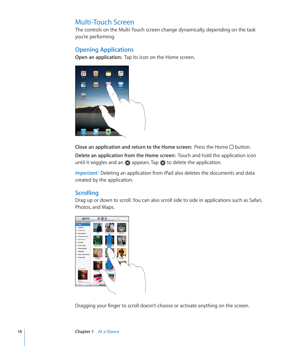 Multi-touch screen | Apple iPad iOS 3.2 User Manual | Page 14 / 154