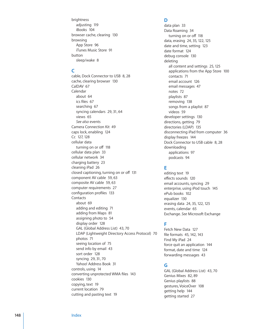 Apple iPad iOS 3.2 User Manual | Page 148 / 154