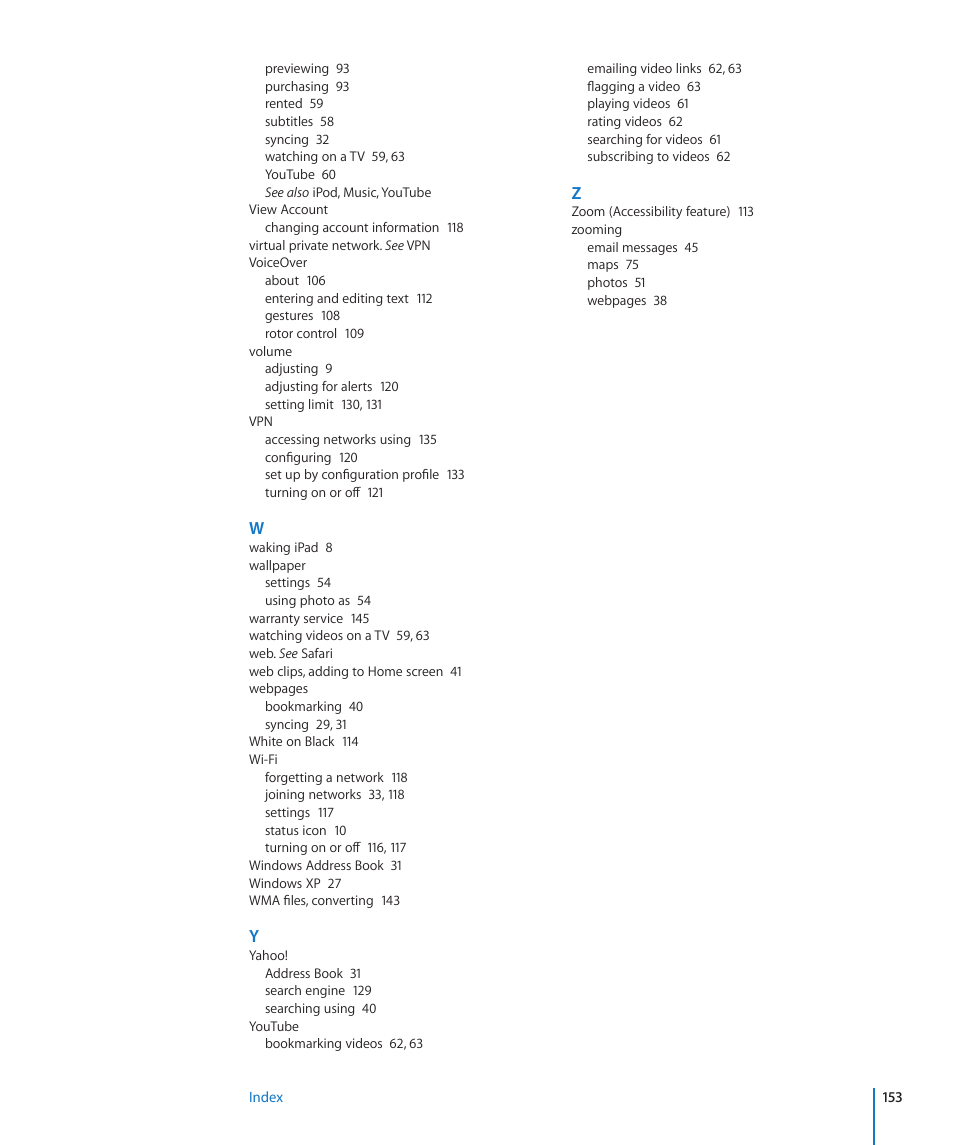 Apple iPad iOS 3.2 User Manual | Page 153 / 154