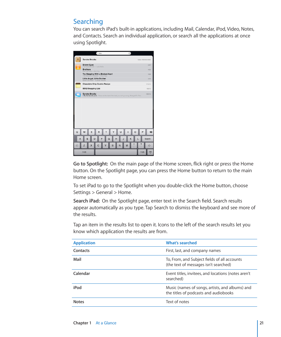 Searching, 21 searching | Apple iPad iOS 3.2 User Manual | Page 21 / 154