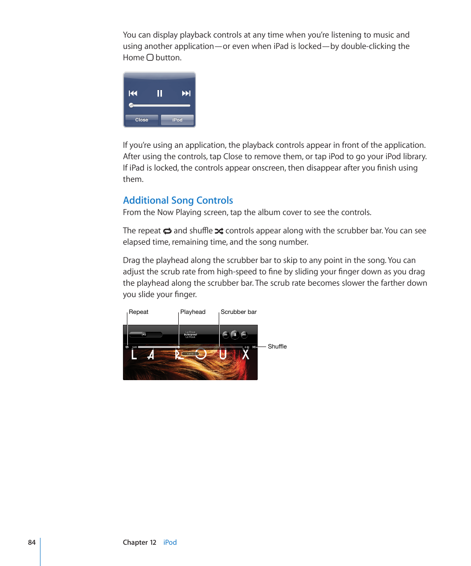 Additional song controls | Apple iPad iOS 3.2 User Manual | Page 84 / 154