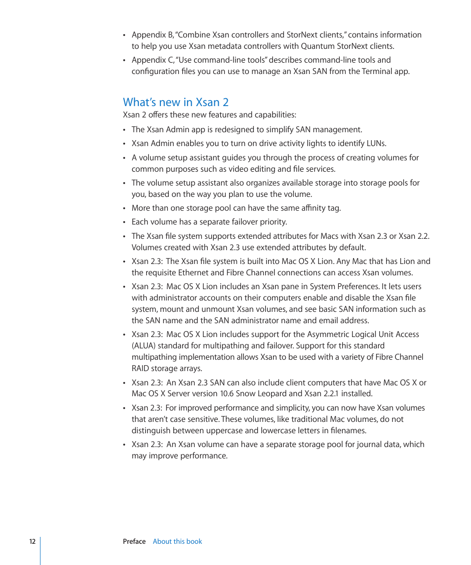 What’s new in xsan 2 | Apple Xsan 2 User Manual | Page 12 / 165