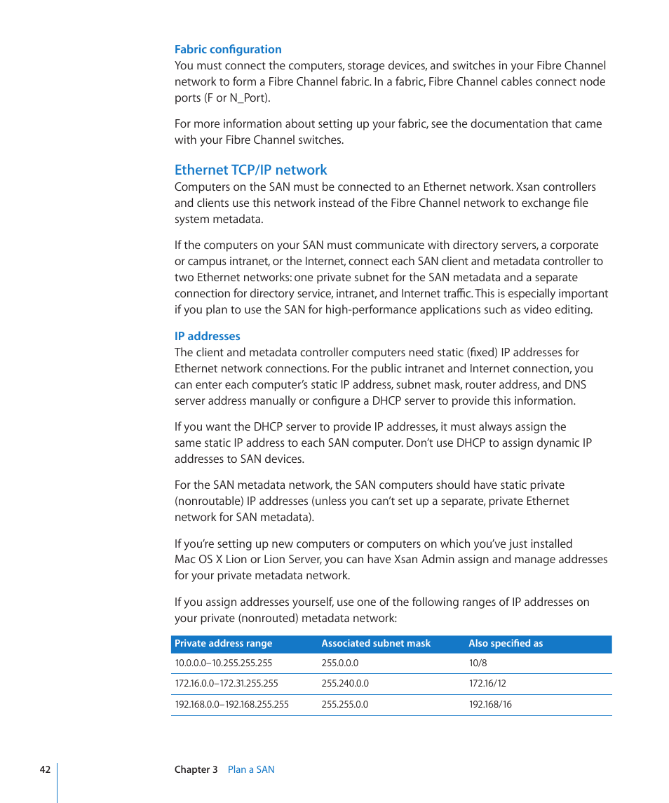 Ethernet tcp/ip network | Apple Xsan 2 User Manual | Page 42 / 165