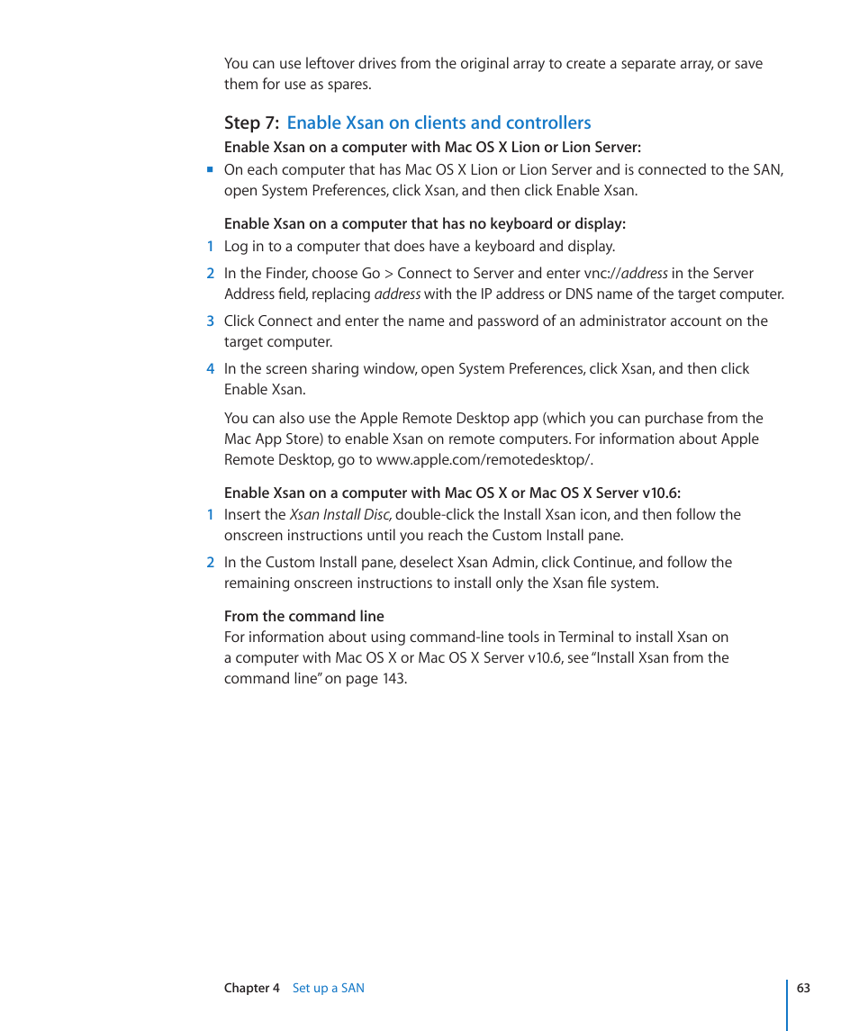 Step 7: enable xsan on clients and controllers, Step 7: enable xsan on clients and controllers | Apple Xsan 2 User Manual | Page 63 / 165