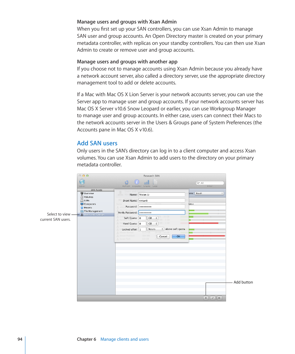 Add san users | Apple Xsan 2 User Manual | Page 94 / 165