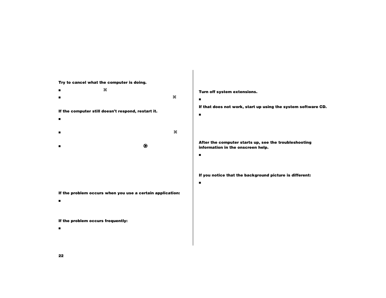 What if i have a problem, If the computer won’t respond, Then do this | Apple iBook (Original) User Manual | Page 22 / 32