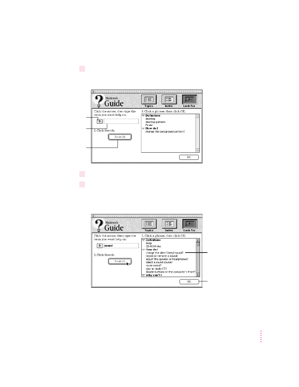 Getting answers with the look for button | Apple Macintosh Performa 6400 Series User Manual | Page 31 / 209