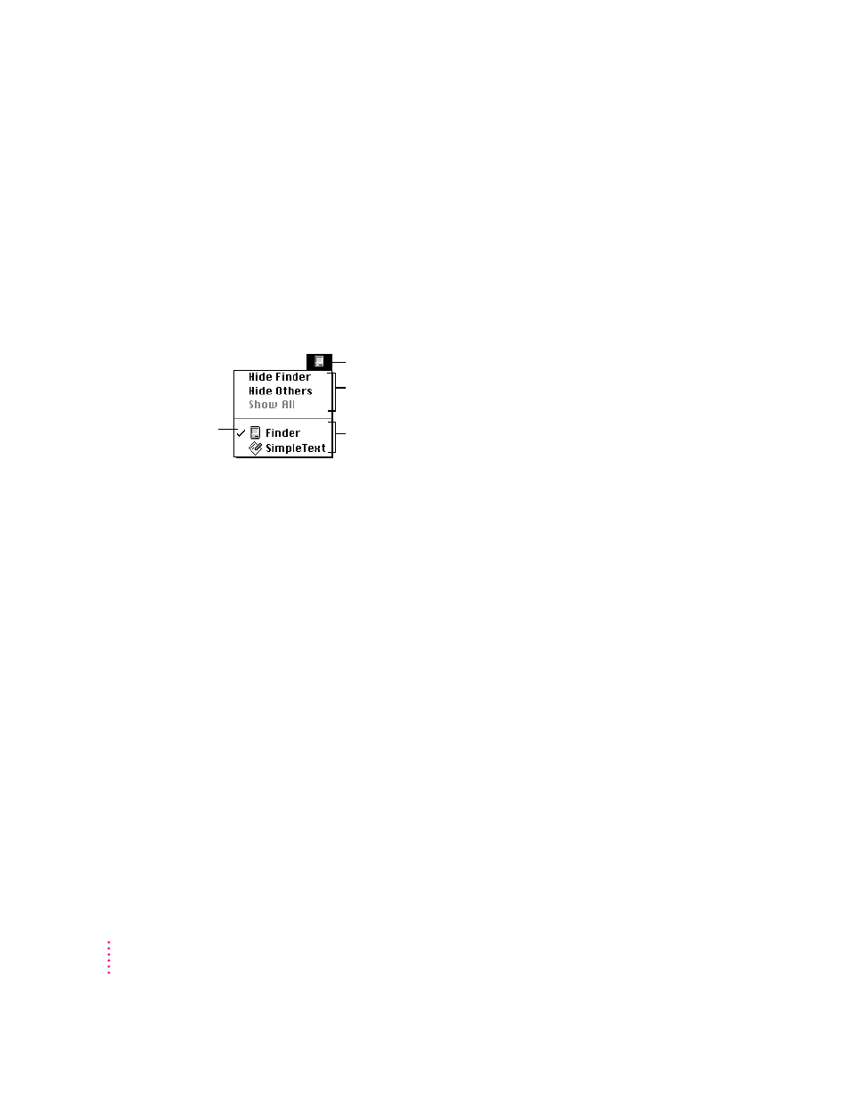 Working with several programs at a time, Switching programs, Hiding and showing windows on the desktop | Apple Macintosh Performa 6400 Series User Manual | Page 62 / 209