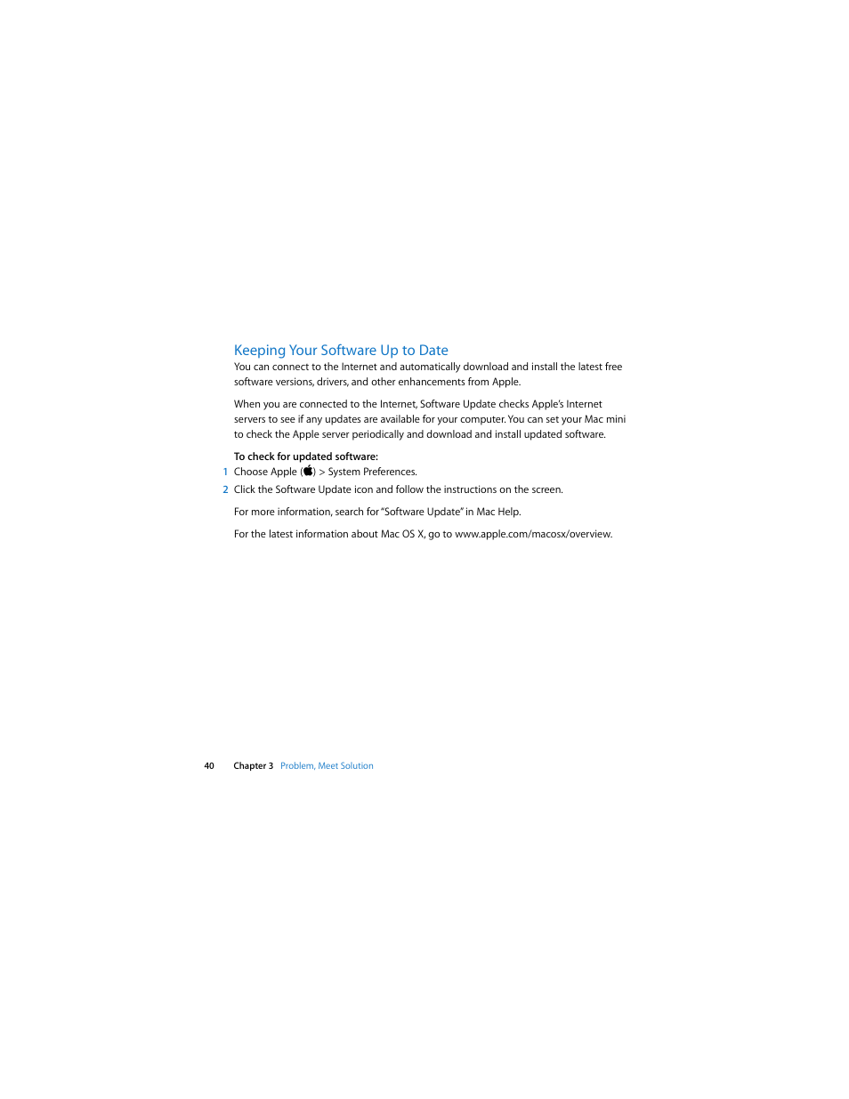 Keeping your software up to date | Apple Mac mini (Intel-based; Mid 2007) User Manual | Page 40 / 72