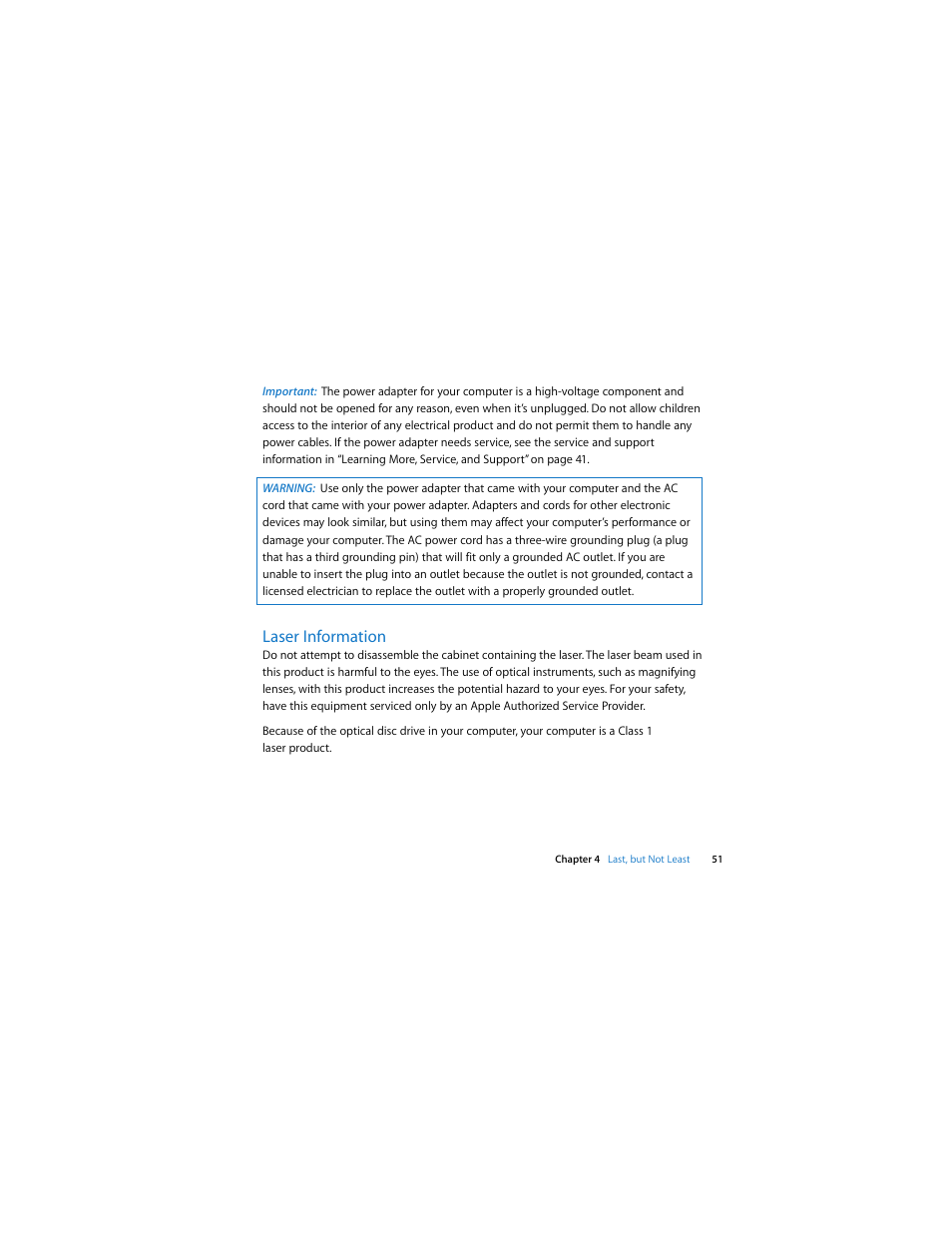 Laser information | Apple Mac mini (Intel-based; Mid 2007) User Manual | Page 51 / 72
