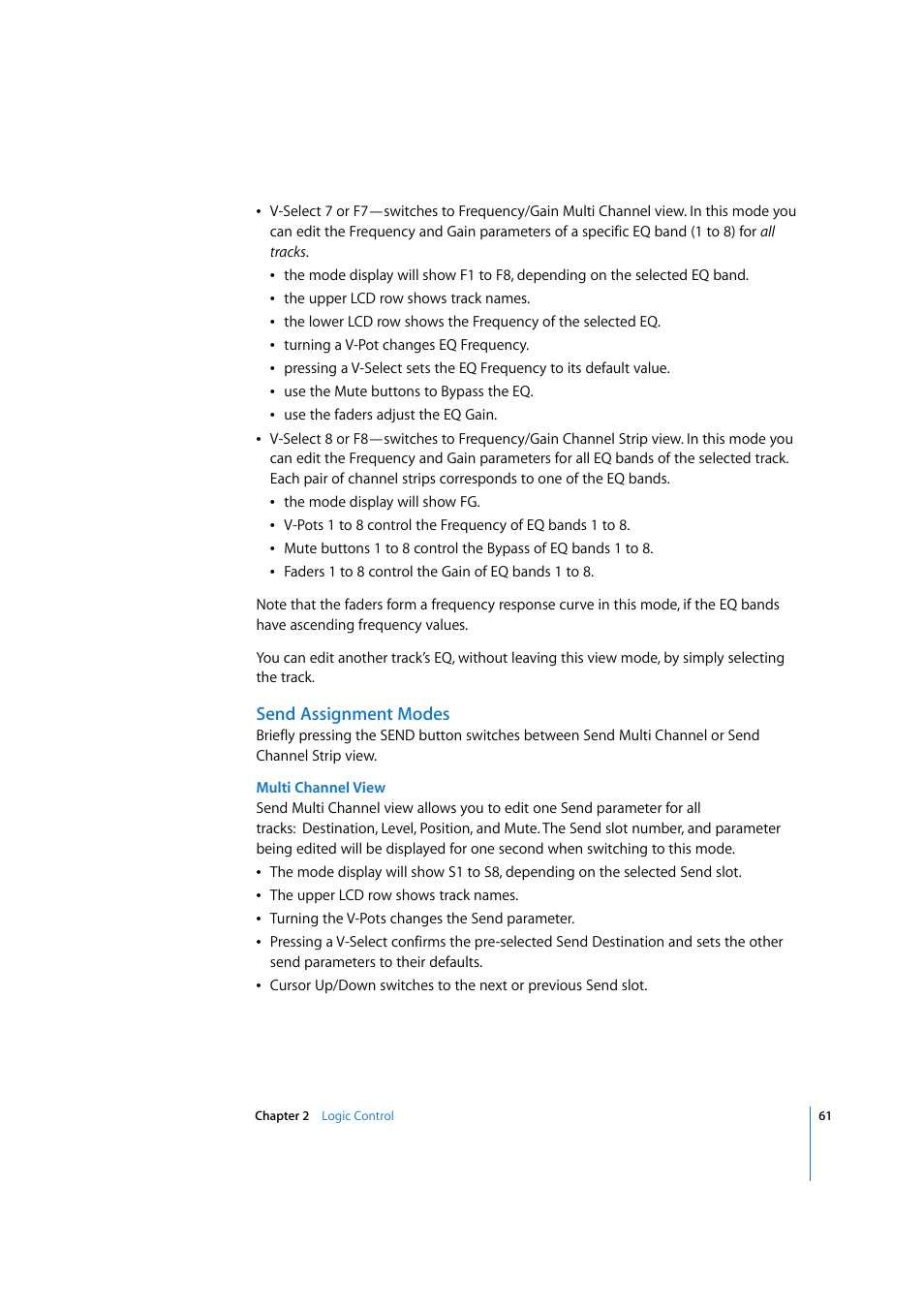 Send assignment modes | Apple Logic Pro 7.2 User Manual | Page 61 / 255