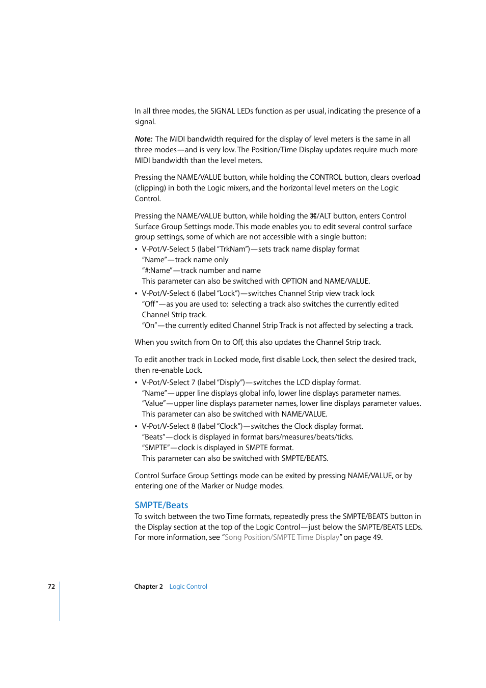 Smpte/beats | Apple Logic Pro 7.2 User Manual | Page 72 / 255