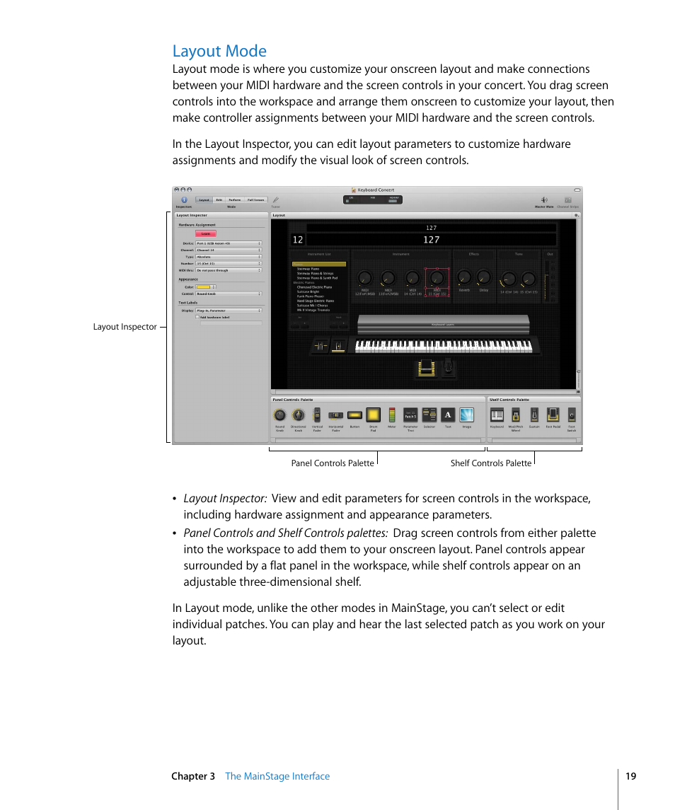Layout mode | Apple MainStage User Manual | Page 19 / 100