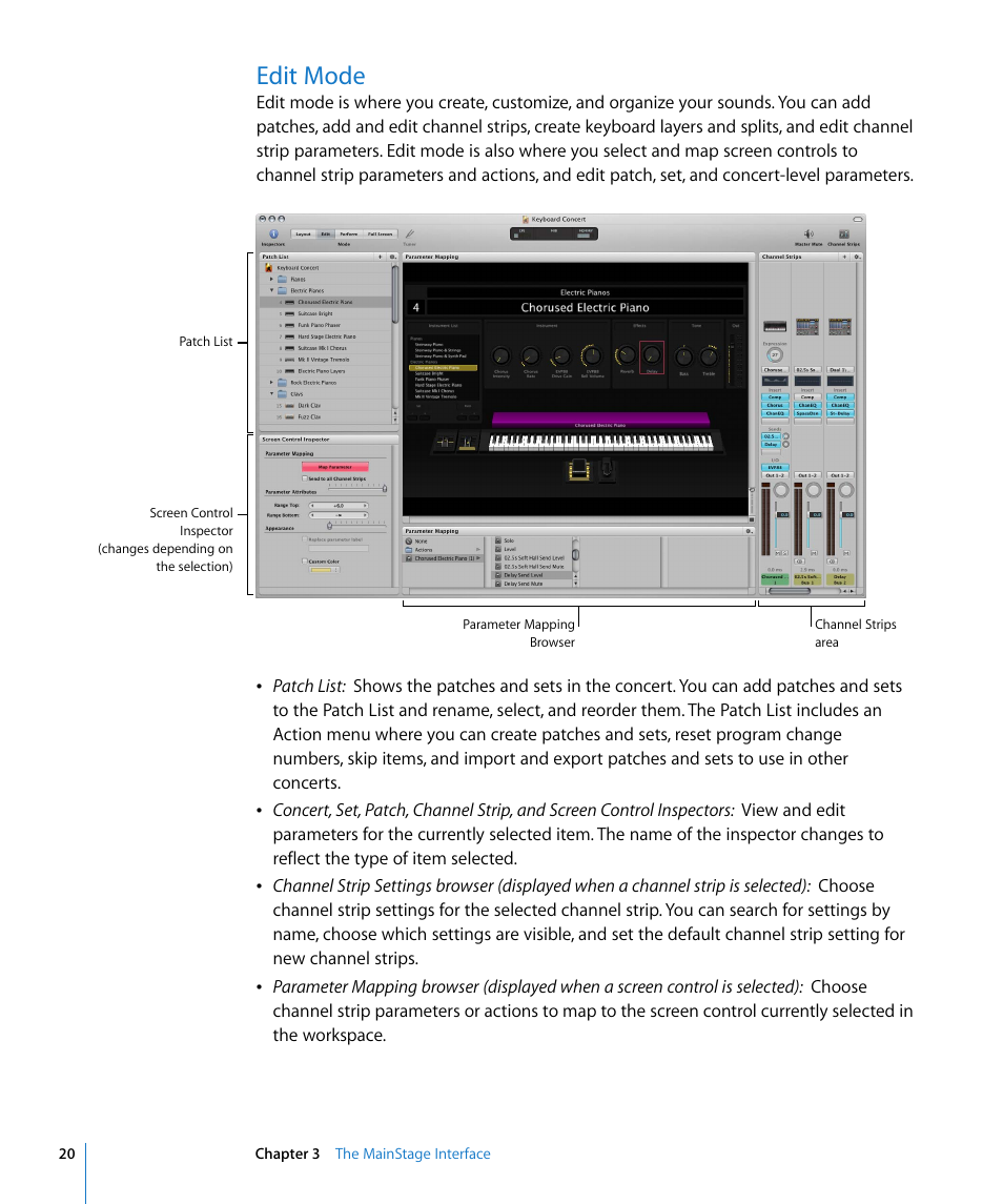 Edit mode | Apple MainStage User Manual | Page 20 / 100