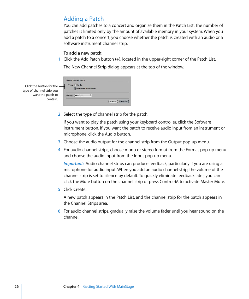 Adding a patch | Apple MainStage User Manual | Page 26 / 100
