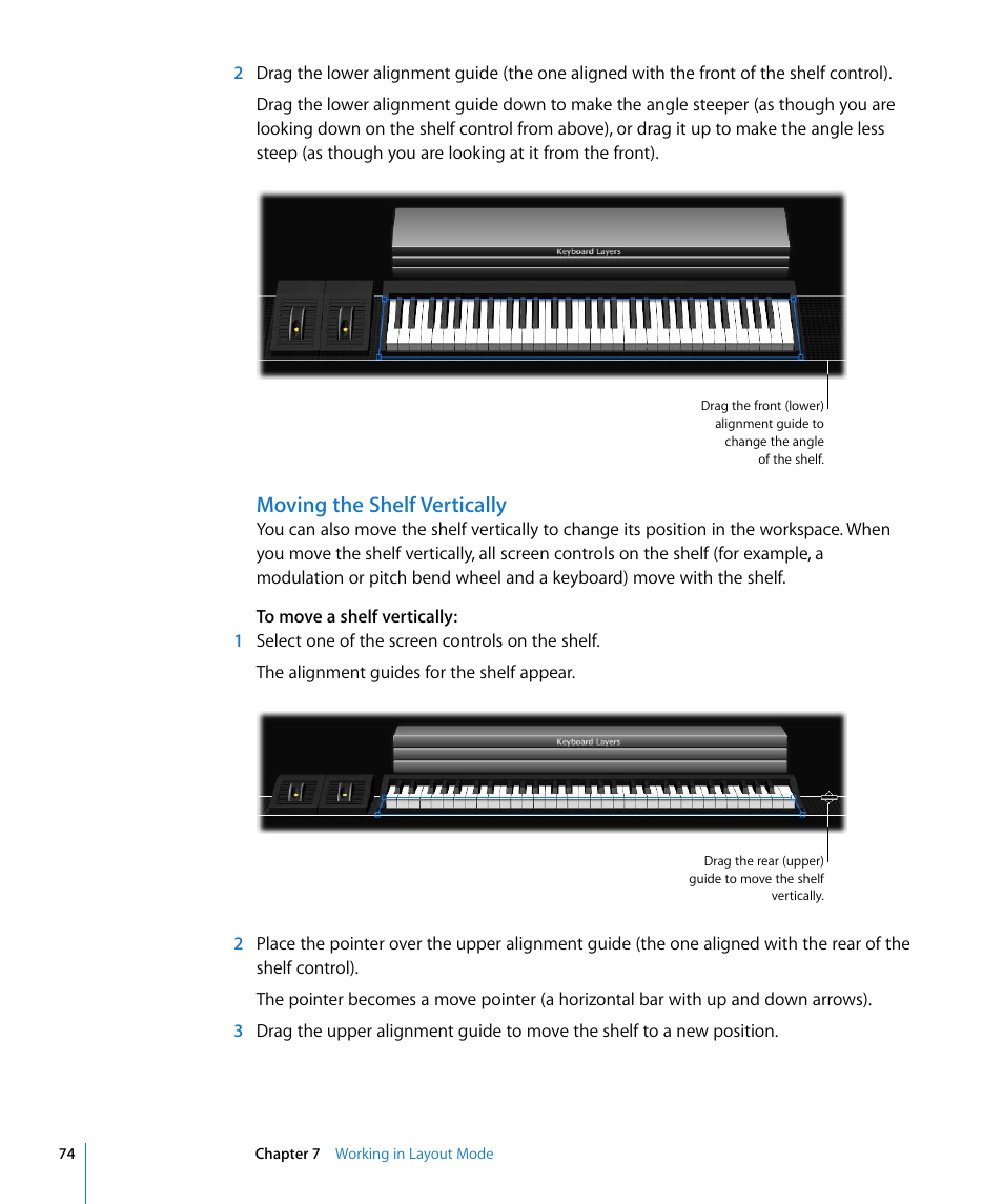 Moving the shelf vertically | Apple MainStage User Manual | Page 74 / 100