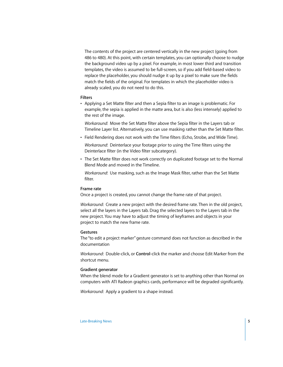 Apple Motion 1.0: Late-Breaking News User Manual | Page 5 / 9